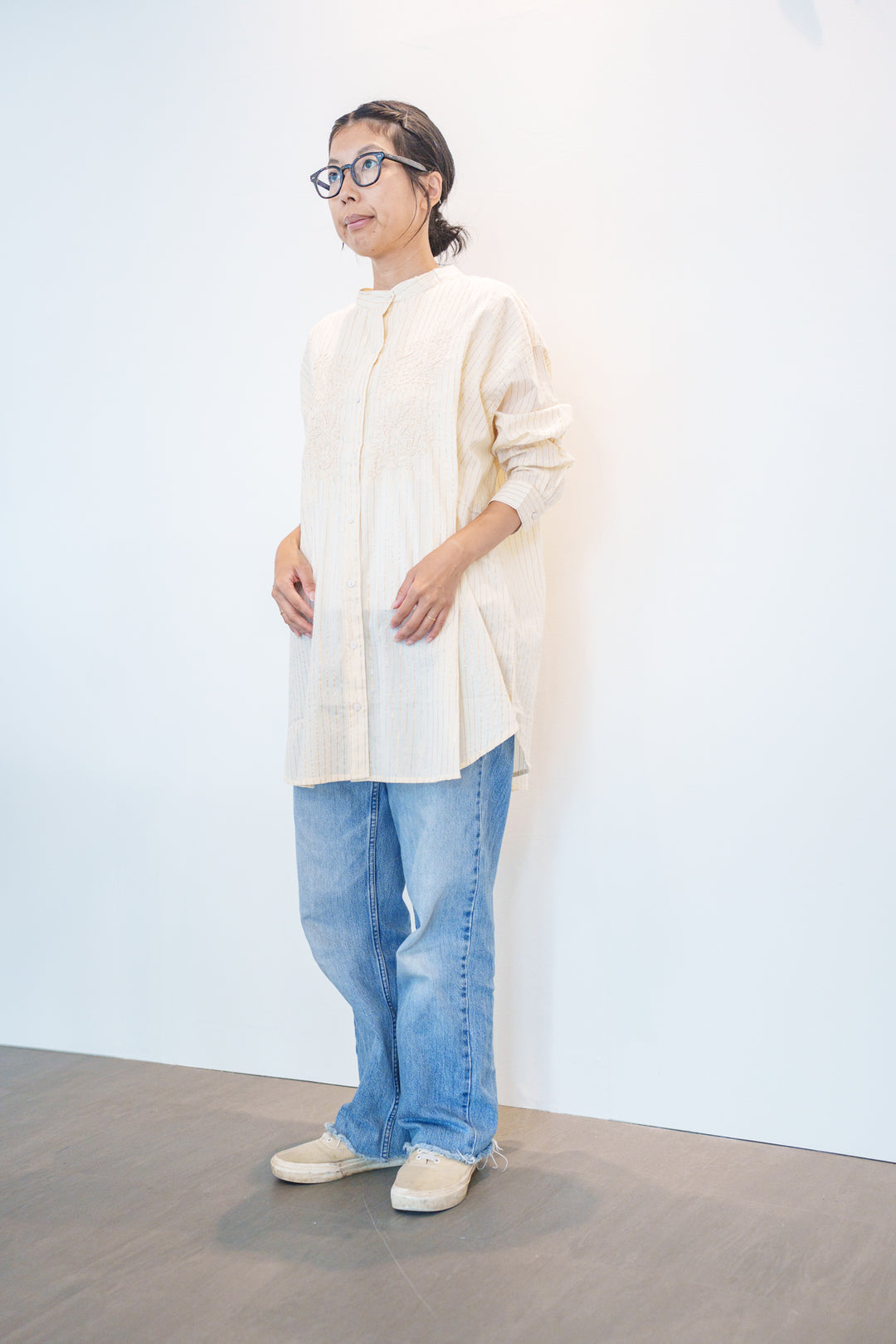 Fanaka ラクノウ チカンハンド刺繍ロングシャツブラウス