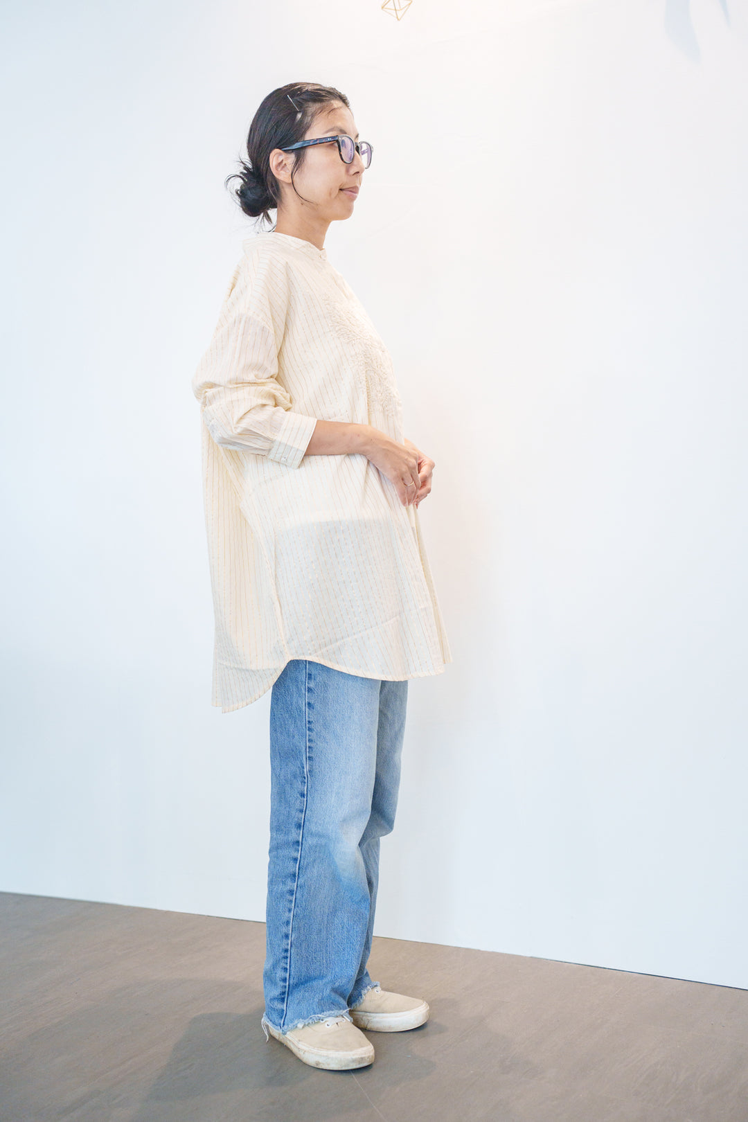 Fanaka ラクノウ チカンハンド刺繍ロングシャツブラウス
