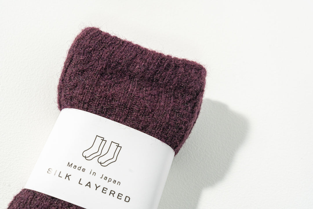 1.たむら靴下店 シルクとウール二重ソックス エンジ