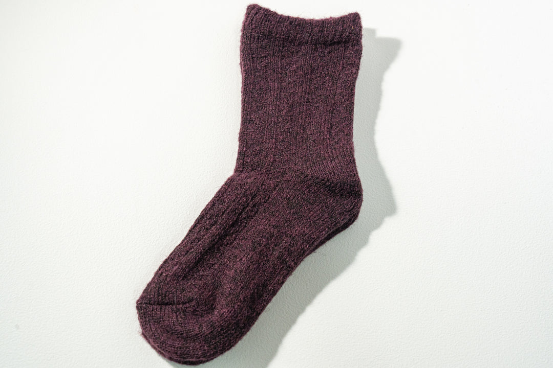 1.たむら靴下店 シルクとウール二重ソックス エンジ