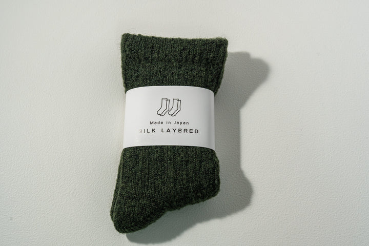 1.たむら靴下店 シルクとウール二重ソックス グリーン