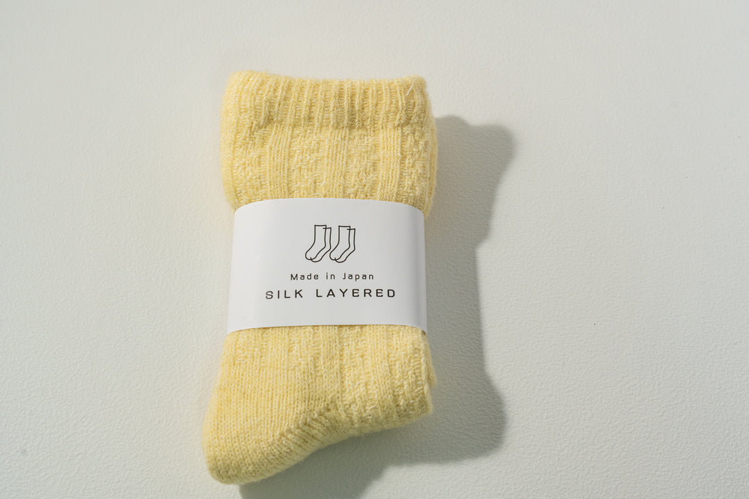 1.たむら靴下店 シルクとウール二重ソックス レモン