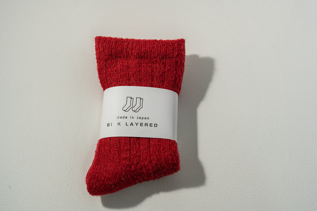 1.たむら靴下店 シルクとウール二重ソックス レッド