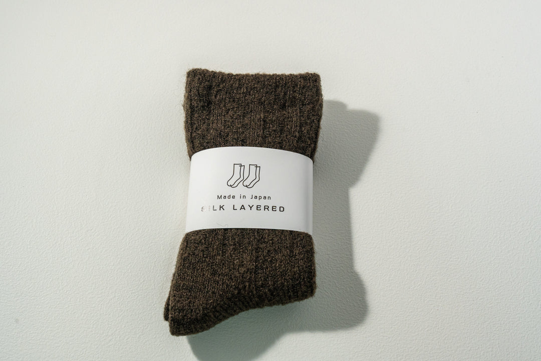 1.たむら靴下店 シルクとウール二重ソックス  ブラウン