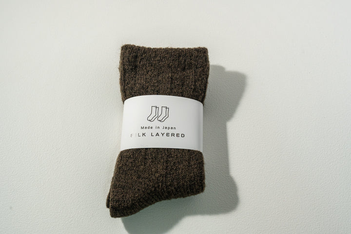 1.たむら靴下店 シルクとウール二重ソックス  ブラウン