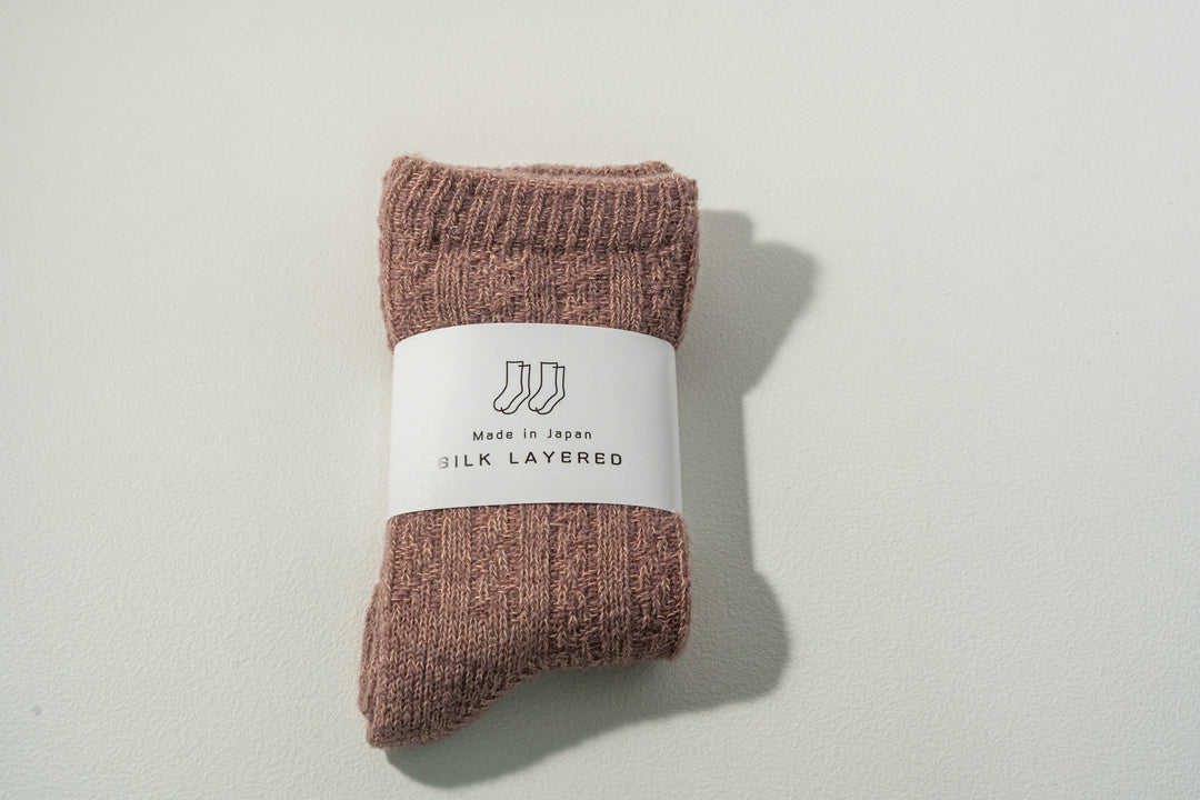 1.たむら靴下店 シルクとウール二重ソックス モーヴピンク
