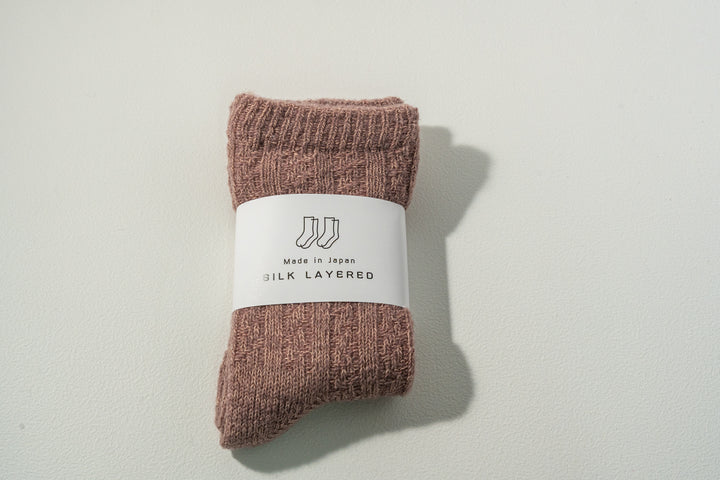 1.たむら靴下店 シルクとウール二重ソックス モーヴピンク