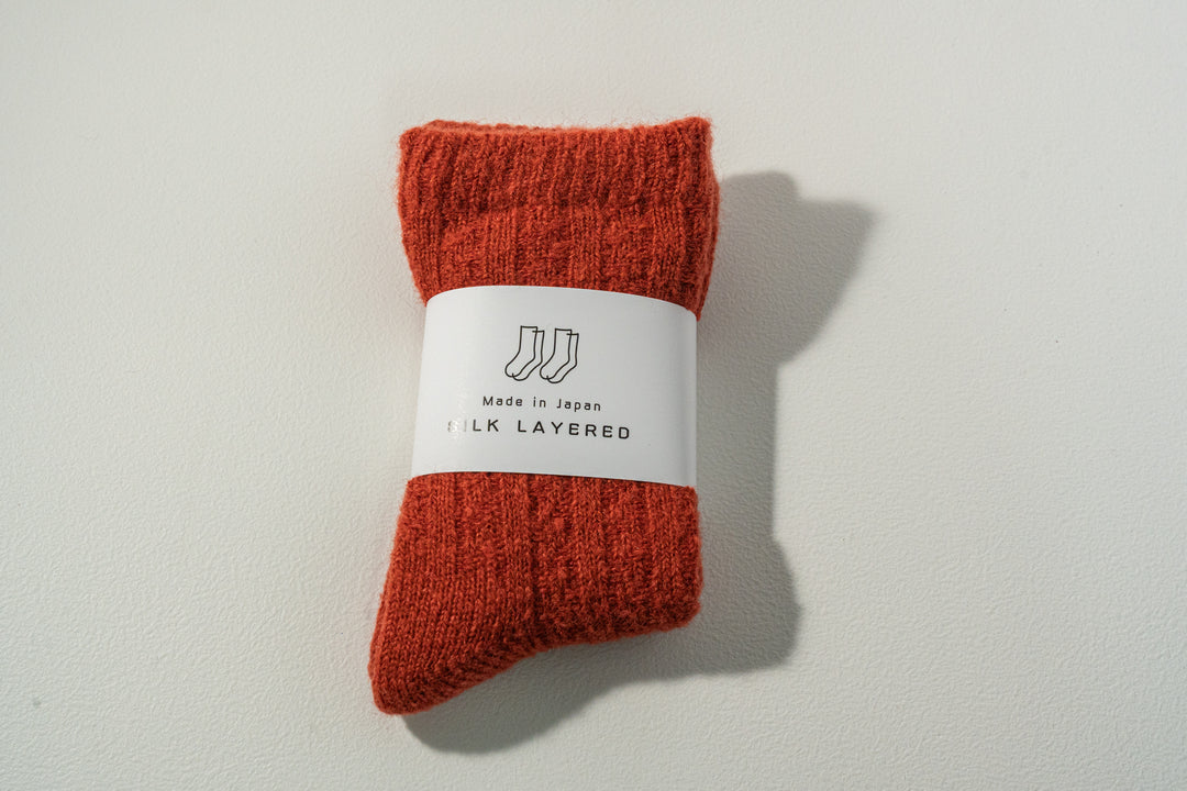 1.たむら靴下店 シルクとウール二重ソックス バーミリオン