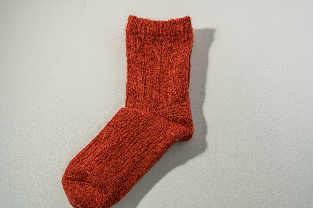 1.たむら靴下店 シルクとウール二重ソックス バーミリオン