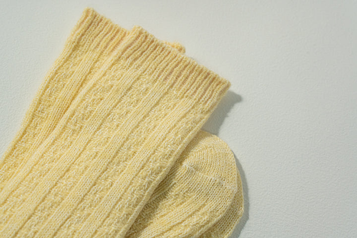 6.たむら靴下店ナチュラル ウール ソックス レモン