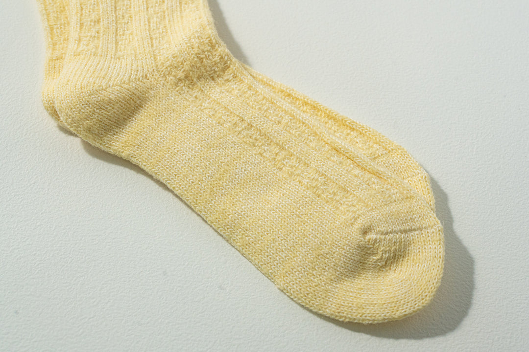 6.たむら靴下店ナチュラル ウール ソックス レモン