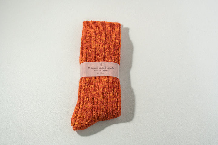 6.たむら靴下店ナチュラル ウール ソックス オレンジ