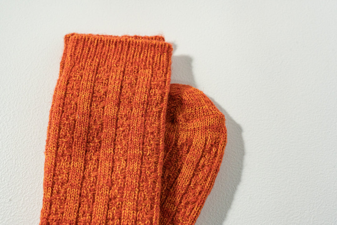 6.たむら靴下店ナチュラル ウール ソックス オレンジ