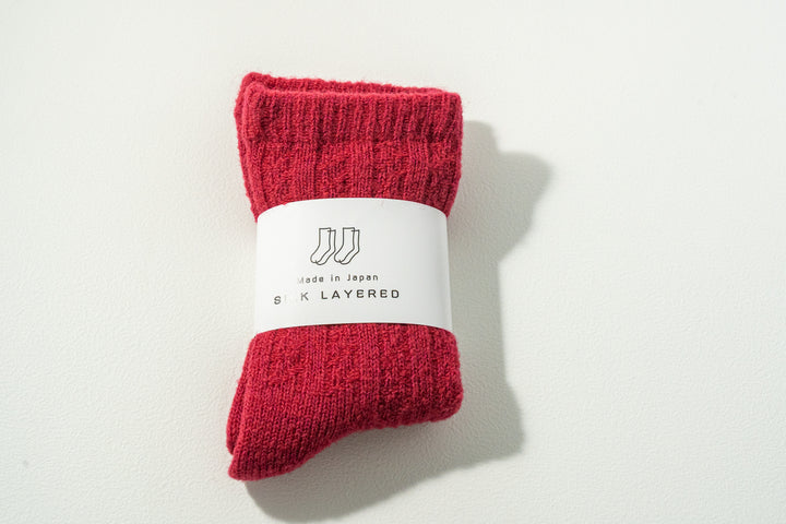 1.たむら靴下店 シルクとウール二重ソックス マゼンタ