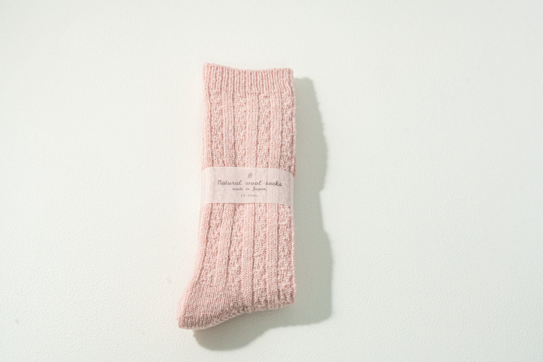 6.たむら靴下店ナチュラル ウール ソックス ピンク