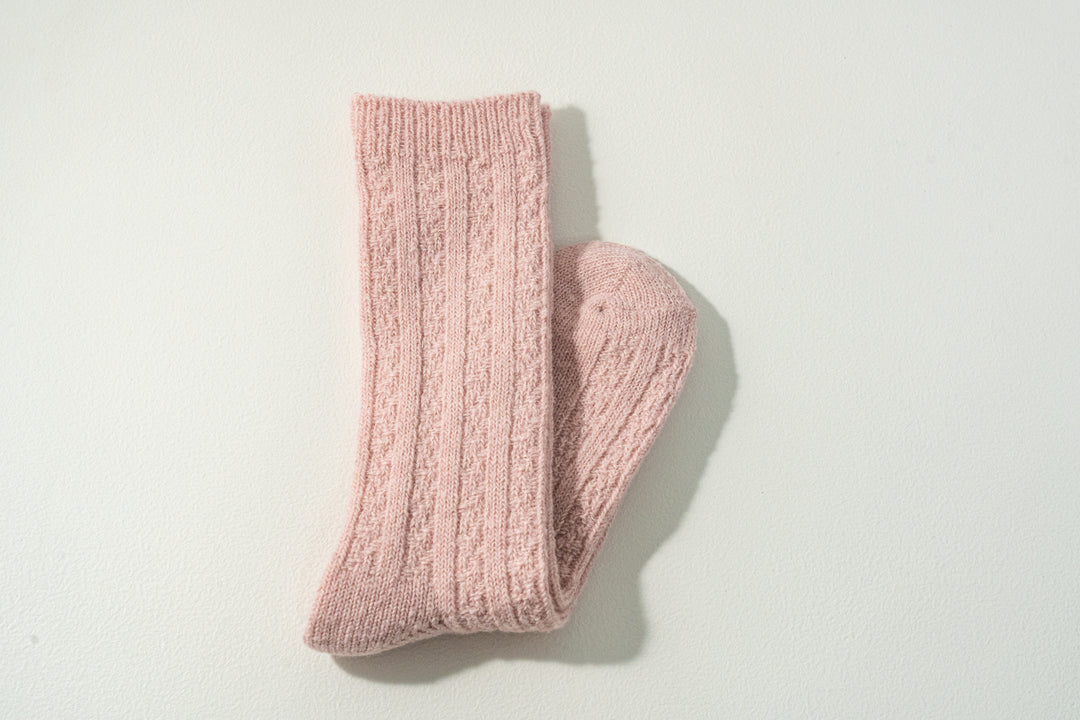 6.たむら靴下店ナチュラル ウール ソックス ピンク