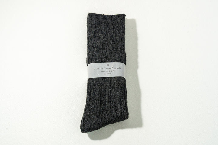6.たむら靴下店ナチュラル ウール ソックス ブラック
