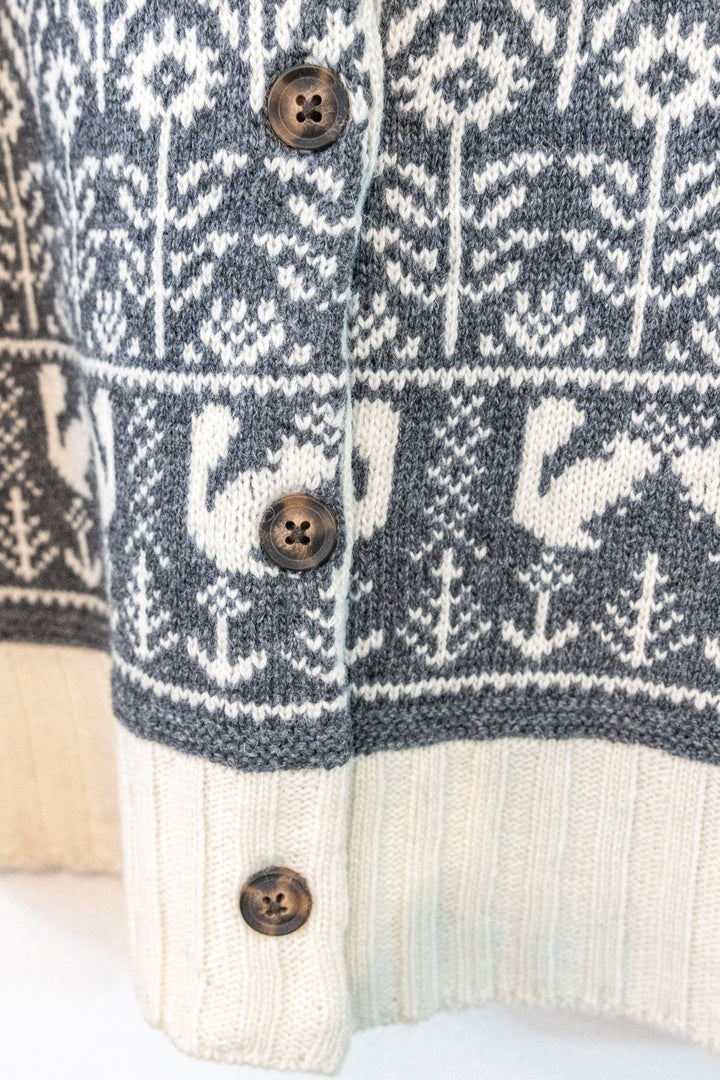 Bliss Bunch ラムナイロン花ジャガード スキッパークルーカーディガン