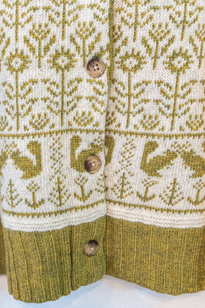 Bliss Bunch ラムナイロン花ジャガード スキッパークルーカーディガン