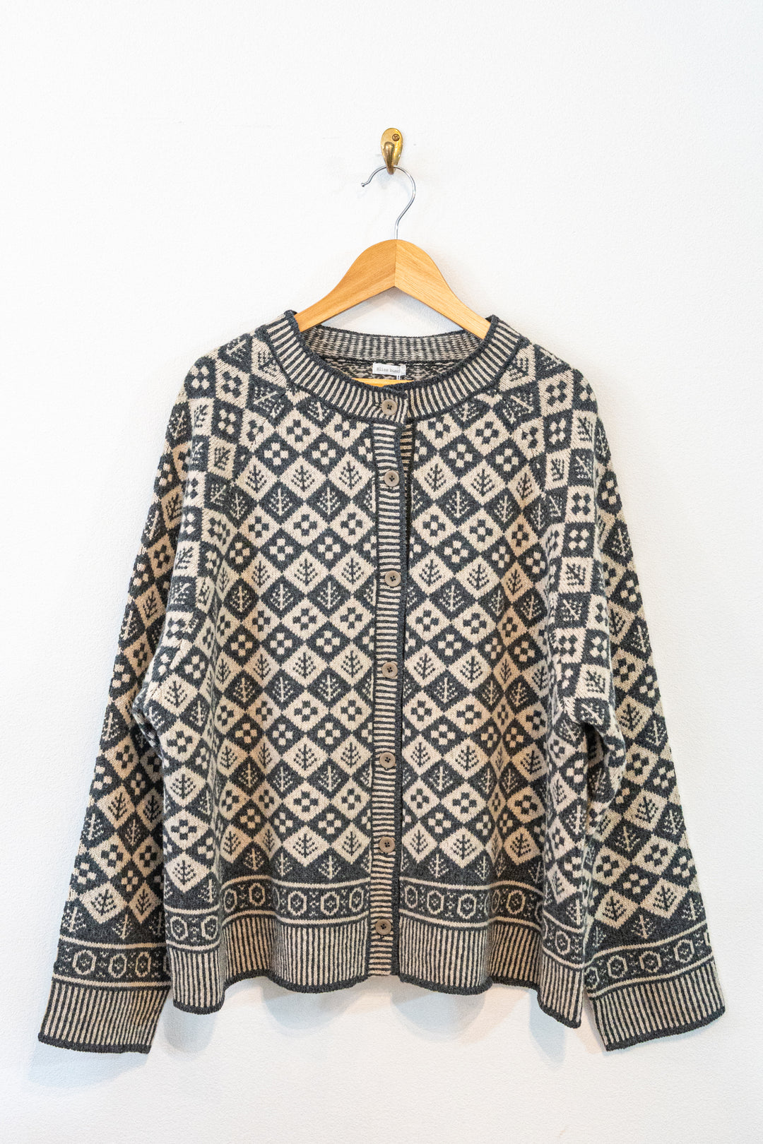 Bliss Bunch ソフトウール ジャガード クルーネックカーディガン