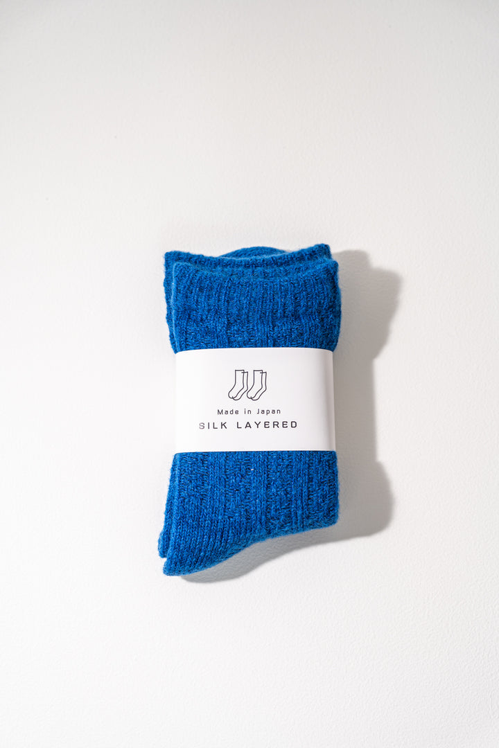 1.たむら靴下店 シルクとウール二重ソックス マリンブルー