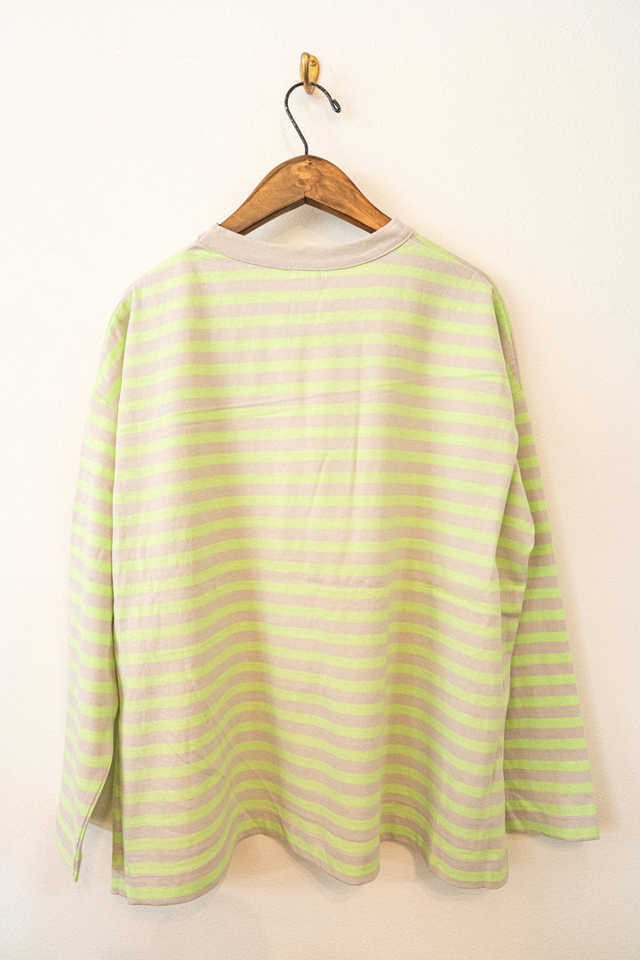 Bliss bunch リサイクルコットンボーダー天竺 前後差ワイドプルオーバー