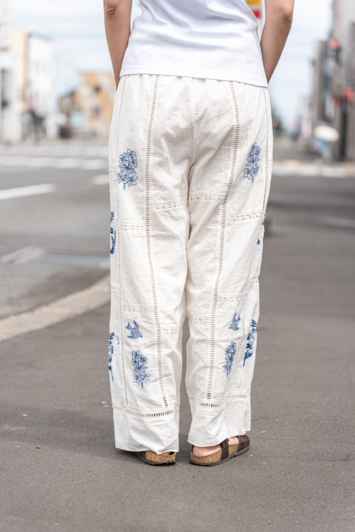 Fanaka パッチワーク配色刺繍パンツ
