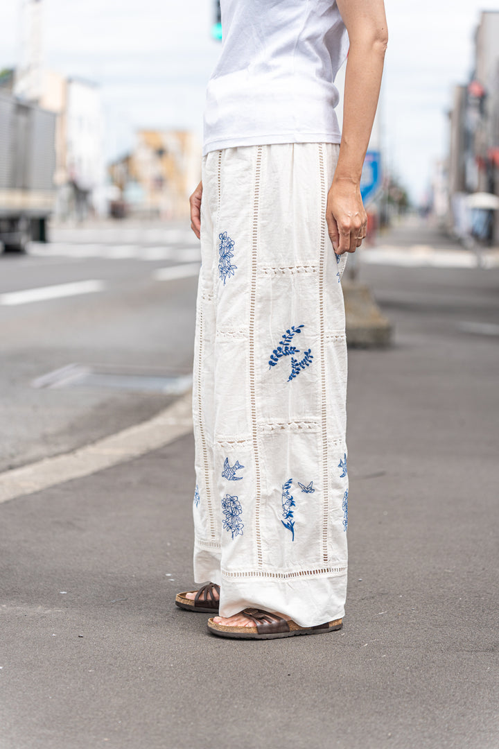 Fanaka パッチワーク配色刺繍パンツ